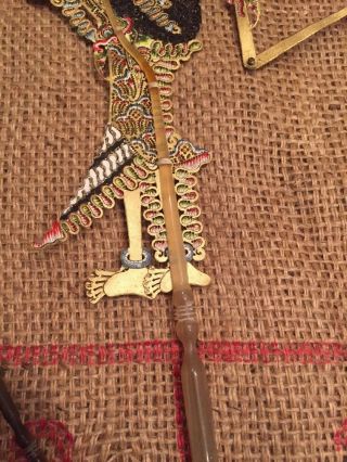 Antique Early Wayang Kulit Puppet With Horn Handle 16” Bali Indonesia 5