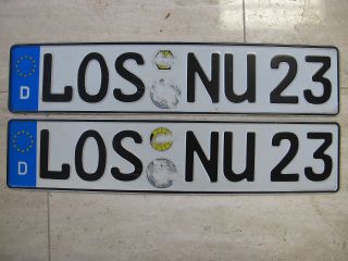 Vintage Pair German License Plates Toll Tags Los Nu23 Authentic Plates