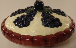 Regent Gallery Vintage Ceramic Blueberry Pie Plate Keeper Server & Lid