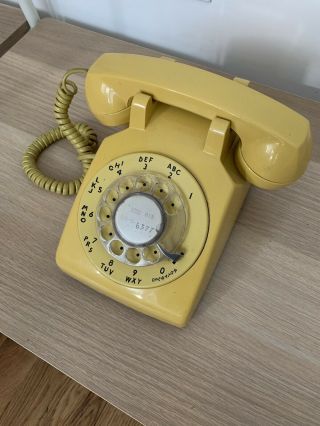 Vintage Bell System By Western Electric Mustard Yellow Rotary Dial Phone