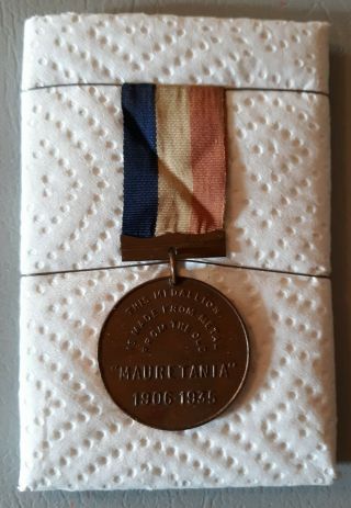 Vintage Rms Mauretania Medal Made From First Mauretania Ships Metal