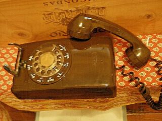 Vintage Brown Rotary Dial Hanging Wall Phone Northern Telecom