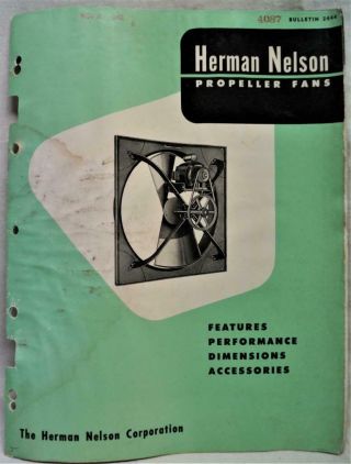 Herman Nelson Industrial Propellar Fans Advertising Sales Brochure 1948 Vintage