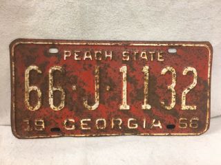 Vintage 1966 Georgia License Plate