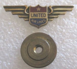 Vintage United Air Lines Airlines Employee Service Award Wings Lapel Pin