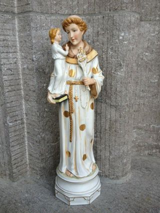 Vintage Porcelain Bisque St Anthony Child Jesus Altar Standing Figurine Statue