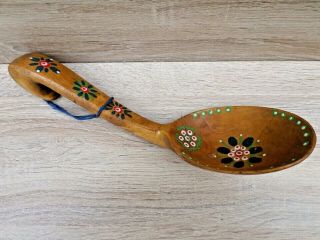 Vintage Swedish Large Hand Carved Wooden Spoon