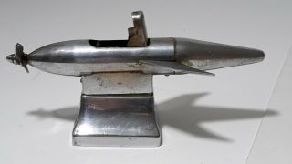 Vintage Chrome Torpedo Rocket Continental Ny Japan Table Lighter