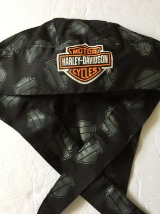 Harley Davidson Black Skull Cap Doo Du Rag Bandana Headwrap One Size