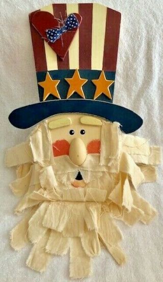 Uncle Sam Wooden Wall Decoration Patriotic 4th Of July American Rustic Décor 12 "