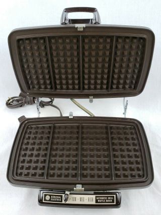 Vintage General Electric GE A3G44T Automatic Grill Waffle Maker Chrome 1200W USA 2