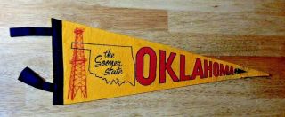 Vintage Oklahoma The Sooner State Souvenir 6 " X17 " Felt Pennant