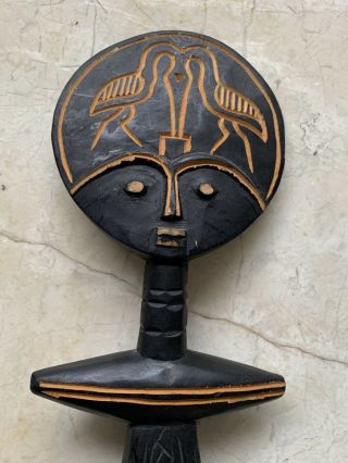 Large African hand Carved solid wood Ghana Mask Fertility Doll Mask Sculpture 2