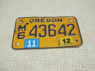 Vintage Oregon Motorcycle Licence Plate