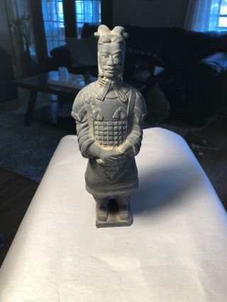 Vintage Ceramic Pottery Samurai Warrior Statue Figurine Signed Engraved 8.  5”