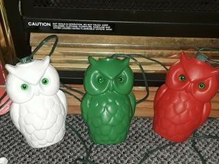 Vintage Patio Light String 7 Owls Blow Mold Camping Retro RV Garden Lighting 4
