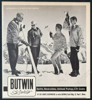 1961 Sun Valley Ski Area Skiers Photo Butwin Parka Coat Vintage Print Ad