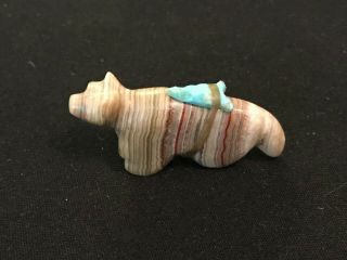 Zuni Hand Carved Fetish Fox With Turquoise Bundle