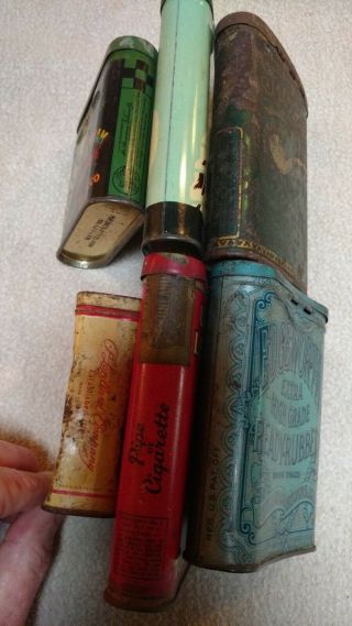 6 Pocket Tobacco tins: Half and;Union Leader;Kentucky;Edgeworth;Old Gold;Tuxedo 2
