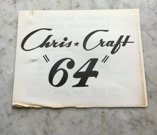 Rare 1964 Chris Craft Dealer Advertising Campaign Packet With Slogans & Photos