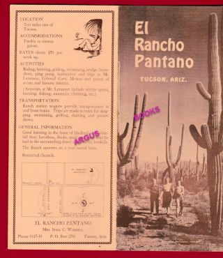 1943 – 1945 Brochure El Rancho Pantano Pima County Tucson Arizona Resort