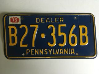 1975 Pennsylvania Dealer License Plate All