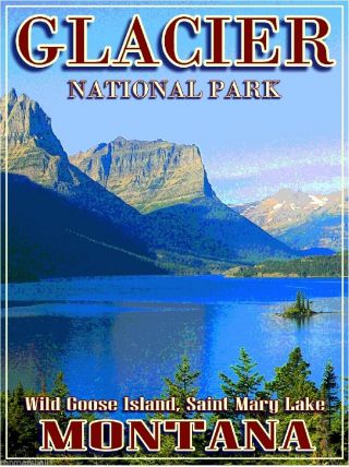 Glacier National Park Montana United States Travel Advertisement Poster