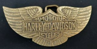 Vintage Solid Brass Harley Davidson Motorcycle Belt Buckle