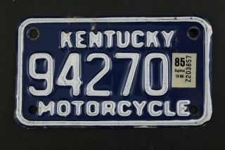 Vintage 1985 Kentucky Motorcycle License Plate 94270