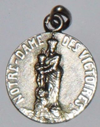 Vintage Signed Silver Holy Medal By Balme Our Lady Of Victory Wwii 1945 France