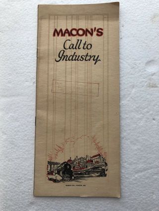 1920s Macon’s Call To Industry Macon Georgia Brochure