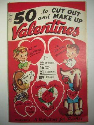 Vintage 1950 ' s PARTIAL Book of Valentines - 36,  small attachments - Space Ship 2