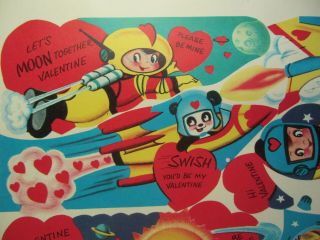 Vintage 1950 ' s PARTIAL Book of Valentines - 36,  small attachments - Space Ship 4