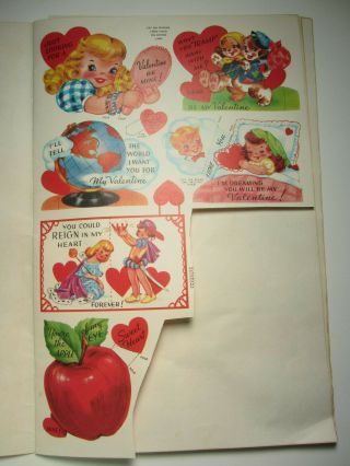 Vintage 1950 ' s PARTIAL Book of Valentines - 36,  small attachments - Space Ship 5