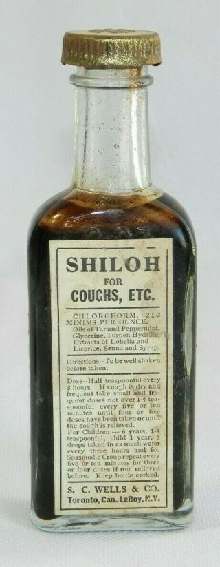Vintage Apothecary Pharmacy Drugstore Shiloh For Cough S.  C.  Wells & Co Antique