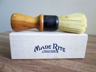 Vintage Ever - Ready Shaving Brush Wooden Handle Set In Rubber U.  S.  A.  Box