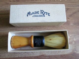 VINTAGE EVER - READY SHAVING BRUSH WOODEN HANDLE SET IN RUBBER U.  S.  A.  BOX 8