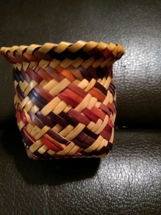 Awesome Mini Choctaw Indian Double Weave River Cane Basket Francine Alex