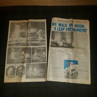 Buffalo Evening News Moon Landing Newspaper July 21,  1969 Bonus Sports
