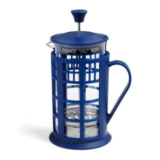 Officially - Licensed Doctor Who Tardis Phone Booth Coffee French Press 9 " Tall