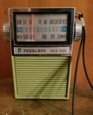 Rare Vintage Peerless Solid State Pocket Transistor Radio Great Sound