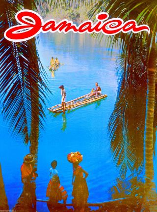 Jamaica Jamaican Caribbean Island Beach Vintage Travel Advertisement Art Poster