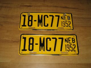 Pair 1952 Nebraska Motorcycle License Plates,  18 - Mc77