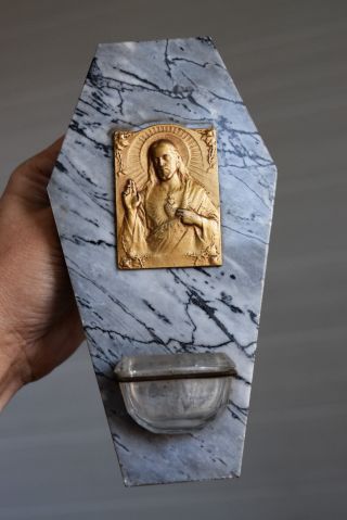 ⭐ Vintage - Wall Decoration,  Holy Water Font,  Religious Medal On Marble⭐