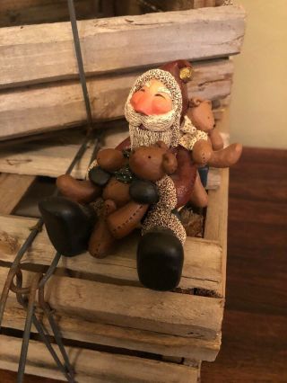 Vintage Gail Laura Santa Claus With Teddy Bears Packages Figurine Signed