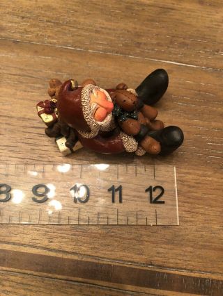 Vintage Gail Laura Santa Claus with Teddy Bears Packages Figurine Signed 5