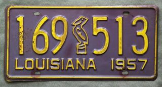 Louisiana 1957.  License Plate.