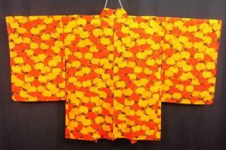 06v16957 Silk Japanese Kimono Haori Jacket Peony Flower