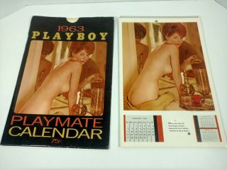 Vintage 1963 Playboy Playmate Pinup Calendar With Envelope