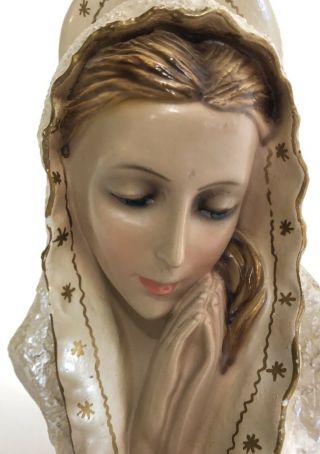 Vintage Columbia Statuary Virgin Mary Madonna Chalkware Statue Bust Italy Rare 2